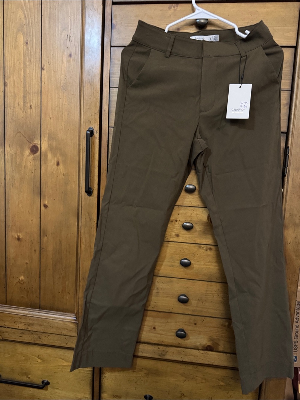 Women's Olive Straight-Leg Dress Trousers